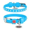 Нашийник для собак шкіряний WAUDOG Glamour з QR паспортом, з клейовими стразами, Ш 9 мм, Дл 19-25 см, блакитний - 1