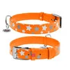 Нашийник для собак шкіряний WAUDOG Glamour з QR паспортом, візерунок "Зірочка", що світиться/світловідбиваючий, Ш 20 мм, Дл 30-39 см, оранжевий - 1