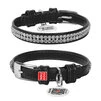 Нашийник для собак шкіряний WAUDOG Glamour з QR паспортом, з прикрасою "Полотно страз", Ш 12 мм, Дл 21-29 см, чорний - 1