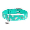 Нашийник для собак шкіряний WAUDOG Glamour з QR паспортом, візерунок "Зірочка", що світиться/світловідбиваючий, Ш 35 мм, Дл 46-60 см, ментоловий - 2
