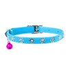 Ошейник "WAUDOG GLAMOUR" с резинкой, клей.стразами "Цветочек" для кошек (ширина 9мм, длина 22-30см), голубой - 3