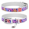 Ошейник WAUDOG Design с рисунком "Фиолетовые листья", премиум кожа, металлическая пряжка (ширина 35 мм, длина 46-60 см), белый - 1