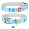 Ошейник WAUDOG Design с рисунком "Голубые полоски", премиум кожа, металлическая пряжка (ширина 20 мм, длина 30-39 см), белый - 1