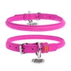 Нашийник для собак шкіряний WAUDOG Glamour з QR паспортом, круглий, Д 13 мм, Дл 53-63 см, рожевий - 1