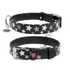 Нашийник для собак шкіряний WAUDOG Glamour з QR паспортом, візерунок "Зірочка", що світиться/світловідбиваючий, Ш 25 мм, Дл 38-49 см, чорний - 1