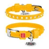 Нашийник для собак шкіряний WAUDOG Glamour з QR паспортом, з клейовими стразами, Ш 9 мм, Дл 19-25 см, жовтий - 1