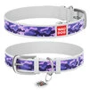 Ошейник WAUDOG Design с рисунком "Фиолетовый камо", премиум кожа, металлическая пряжка (ширина 20 мм, длина 30-39 см), белый - 1