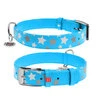 Нашийник для собак шкіряний WAUDOG Glamour з QR паспортом, візерунок "Зірочка", що світиться/світловідбиваючий, Ш 20 мм, Дл 30-39 см, блакитний - 1