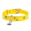 Ошейник для собак кожаный WAUDOG Glamour с QR паспортом, узор "Звёздочка", светящийся/светоотражающий, Ш 20 мм, Дл 30-39 см, желтый - 2