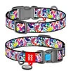 Ошейник для собак нейлоновый WAUDOG Nylon c QR паспортом, рисунок "Волшебные цветы", пластиковый фастекс, Ш 20 мм, Дл 24-40 см - 1