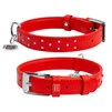 Ошейник для собак кожаный WAUDOG Glamour с QR паспортом, с клеевыми стразами, Ш 25 мм, Дл 38-49 см, красный - 1