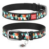 Ошейник WAUDOG Design с рисунком "Пэчворк 2", премиум кожа, металлическая пряжка (ширина 25 мм, длина 38-49 см), черный - 1