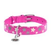 Ошейник для собак кожаный WAUDOG Glamour с QR паспортом, узор "Звёздочка", светящийся/светоотражающий, Ш 25 мм, Дл 38-49 см, розовый - 2
