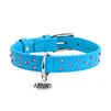 Ошейник для собак кожаный WAUDOG Glamour с QR паспортом, с клеевыми стразами, Ш 20 мм, Дл 30-39 см, голубой - 2