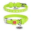 Ошейник для собак кожаный WAUDOG Glamour с QR паспортом, с клеевыми стразами, Ш 9 мм, Дл 18-21 см, салатовый - 1