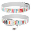 Ошейник WAUDOG Design с рисунком "Яркие полоски", премиум кожа, металлическая пряжка (ширина 35 мм, длина 46-60 см), белый - 1