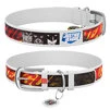 Нашийник для собак шкіряний WAUDOG Design з QR паспортом, малюнок "Ліга Справедливості", Ш 12 мм, Дл 20-28 см, білий - 1