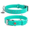 Ошейник для собак кожаный WAUDOG Glamour с QR паспортом, с клеевыми стразами, Ш 25 мм, Дл 38-49 см, ментоловый - 1