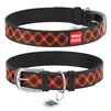 Ошейник WAUDOG Design с рисунком "Шотландка", премиум кожа, металлическая пряжка (ширина 25 мм, длина 38-49 см), черный - 1