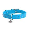 Нашийник для собак шкіряний WAUDOG Glamour з QR паспортом, з клейовими стразами, Ш 25 мм, Дл 38-49 см, блакитний - 2