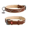 Нашийник для собак шкіряний WAUDOG Soft з QR паспортом, металеві прикраси, Ш 25 мм, Дл 38-47 см - 1