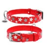 Ошейник для собак кожаный WAUDOG Glamour с QR паспортом, узор "Звёздочка", светящийся/светоотражающий, Ш 20 мм, Дл 30-39 см, красный - 1