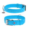 Ошейник для собак кожаный WAUDOG Glamour с QR паспортом, двойной со стразами, Ш 25 мм, Дл 38-49 см, голубой - 1