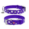 Ошейник для собак кожаный WAUDOG Glamour с QR паспортом, узор "Звёздочка", светящийся/светоотражающий, Ш 20 мм, Дл 30-39 см, фиолетовый - 1