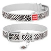 Ошейник WAUDOG Design с рисунком "Зебра", премиум кожа, металлическая пряжка (ширина 15 мм, длина 27-36 см), белый - 1