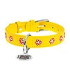 Нашийник для собак шкіряний WAUDOG Glamour з QR паспортом, з клейовими стразами "Квітка", Ш 15 мм, Дл 27-36 см, жовтий - 2