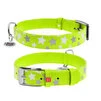 Нашийник для собак шкіряний WAUDOG Glamour з QR паспортом, візерунок "Зірочка", що світиться/світловідбиваючий, Ш 20 мм, Дл 30-39 см, салатовий - 1