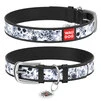 Ошейник WAUDOG Design с рисунком "Черно-белые черепа", премиум кожа, металлическая пряжка (ширина 35 мм, длина 46-60 см), черный - 1