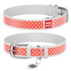 Ошейник WAUDOG Design с рисунком "Розовая полька", премиум кожа, металлическая пряжка (ширина 25 мм, длина 38-49 см), белый - 1