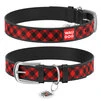 Ошейник WAUDOG Design с рисунком "Шотландка красная", премиум кожа, металлическая пряжка (ширина 20 мм, длина 30-39 см), черный - 1