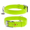 Нашийник для собак шкіряний WAUDOG Glamour з QR паспортом, без прикрас, Ш 35 мм, Дл 46-60 см, салатовий - 1