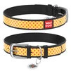 Ошейник WAUDOG Design с рисунком "Желтая полька", премиум кожа, металлическая пряжка (ширина 15 мм, длина 27-36 см), черный - 1