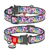 Ошейник для собак нейлоновый WAUDOG Nylon c QR паспортом, рисунок "Волшебные цветы", металлическая пряжка-фастекс, Ш 25 мм, Дл 35-58 см - 1