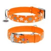 Нашийник для собак шкіряний WAUDOG Glamour з QR паспортом, візерунок "Зірочка", що світиться/світловідбиваючий, Ш 35 мм, Дл 46-60 см, оранжевий - 1