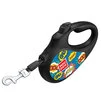 Поводок-рулетка для собак WAUDOG R-leash, малюнок "ВАУ", L, до 50 кг, 5 м, світловідбиваюча стрічка, чорний - 2