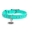 Ошейник для собак кожаный WAUDOG Glamour с QR паспортом, с клеевыми стразами, Ш 15 мм, Дл 27-36 см, ментоловый - 2