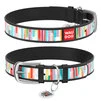 Ошейник WAUDOG Design с рисунком "Яркие полоски", премиум кожа, металлическая пряжка (ширина 25 мм, длина 38-49 см), черный - 1