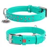 Ошейник для собак кожаный WAUDOG Glamour с QR паспортом, с клеевыми стразами, Ш 20 мм, Дл 30-39 см, ментоловый - 1