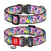 Ошейник для собак нейлоновый WAUDOG Nylon с QR паспортом, рисунок&nbsp;"Волшебные цветы", металлическая пряжка-фастекс, XXL, Ш 35 мм, Дл 43-70 см - 1