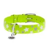 Ошейник для собак кожаный WAUDOG Glamour с QR паспортом, узор "Звёздочка", светящийся/светоотражающий, Ш 35 мм, Дл 46-60 см, салатовый - 2