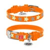 Ошейник для собак кожаный WAUDOG Glamour с QR паспортом, узор "Звёздочка", светящийся/светоотражающий, Ш 12 мм, Дл 21-29 см, оранжевый - 1