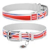 Ошейник WAUDOG Design с рисунком "Юнион Джек", премиум кожа, металлическая пряжка (ширина 12 мм, длина 21-29 см), белый - 1