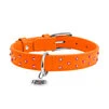 Ошейник для собак кожаный WAUDOG Glamour с QR паспортом, с клеевыми стразами, Ш 25 мм, Дл 38-49 см, оранжевый - 2
