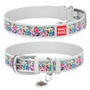 Ошейник WAUDOG Design с рисунком "Волшебные цветы", премиум кожа, металлическая пряжка (ширина 15 мм, длина 27-36 см), белый - 1