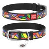 Ошейник для собак кожаный WAUDOG Design с QR паспортом, рисунок "Витраж", Ш 12 мм, Дл 19-25 см, черный - 1
