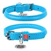 Ошейник для собак кожаный WAUDOG Glamour с QR паспортом, круглый, Д 6 мм, Дл 17-20 см, голубой - 1